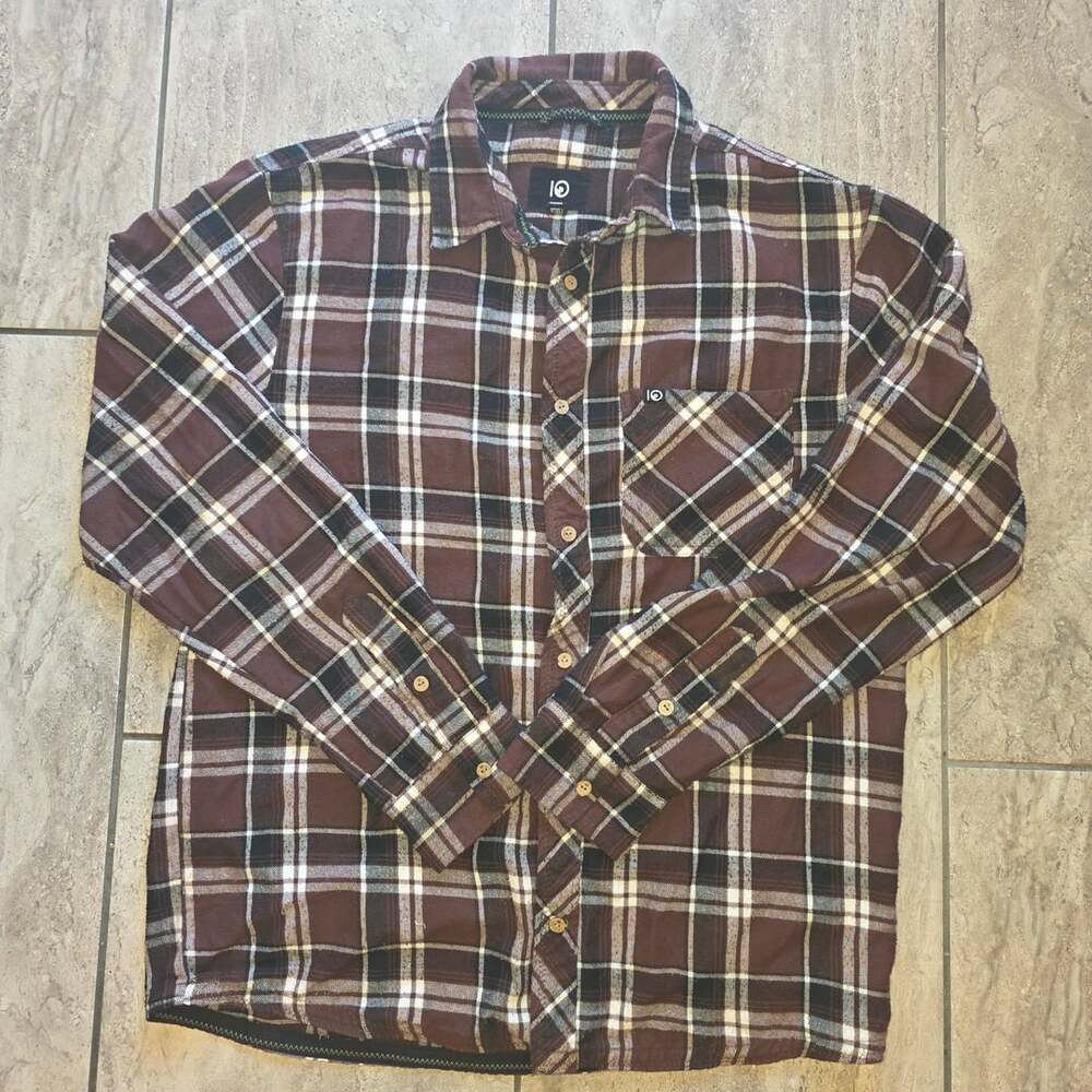 Io Brooks Plaid Flannel Long Sleeve Button Down Shirt